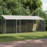 Cușcă pentru câini cu acoperiș Argintiu 600 x 200 x 256 cm GartenMobel Dekor