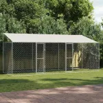 Cușcă pentru câini cu acoperiș Argintiu 600 x 200 x 256 cm GartenMobel Dekor
