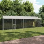 Cușcă pentru câini cu acoperiș Argintiu 800 x 200 x 256 cm GartenMobel Dekor