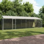 Cușcă pentru câini cu acoperiș Argintiu 800 x 200 x 256 cm GartenMobel Dekor