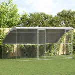 Cușcă pentru câini 2 pcs Argintiu 4 x 2 x 2 m Oțel galvanizat GartenMobel Dekor