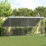 Cușcă pentru câini 2 pcs Argintiu 4 x 2 x 2 m Oțel galvanizat GartenMobel Dekor