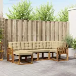 Set de canapele de exterior cu pernă 6 pcs Natural și Bej GartenMobel Dekor