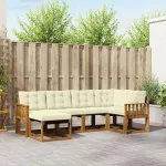 Set de canapele de exterior cu pernă 6 pcs Natural și Crem GartenMobel Dekor