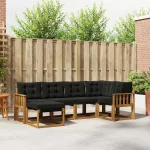 Set de canapele de exterior cu pernă 6 pcs Natural și Negru GartenMobel Dekor
