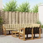 Set de canapele de exterior cu pernă 9 pcs Natural și Bej GartenMobel Dekor