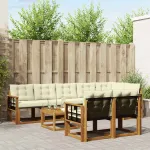 Set de canapele de exterior cu pernă 9 pcs Natural și Crem GartenMobel Dekor