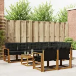 Set de canapele de exterior cu pernă 9 pcs Natural și Negru GartenMobel Dekor
