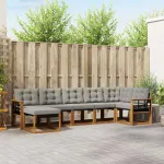 Set de canapele de exterior 7 pcs Gri natural și deschis GartenMobel Dekor