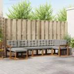 Set de canapele de exterior 7 pcs Gri natural și deschis GartenMobel Dekor