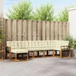 Set de canapele de exterior cu pernă 7 pcs Natural și Crem GartenMobel Dekor