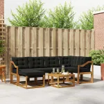 Set de canapele de exterior cu pernă 7 pcs Natural și Negru GartenMobel Dekor