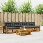 Set de canapele de exterior cu pernă 5 pcs Natural și Antracit GartenMobel Dekor
