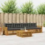 Set de canapele de exterior cu pernă 5 pcs Natural și Antracit GartenMobel Dekor