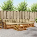 Set de canapele de exterior cu pernă 5 pcs Natural și Bej GartenMobel Dekor