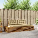 Set de canapele de exterior cu pernă 2 Bucată Natural și Bej GartenMobel Dekor