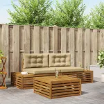 Set de canapele de exterior cu pernă 3 Bucată Natural și Bej GartenMobel Dekor