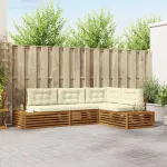 Set de canapele de exterior cu pernă 4 Bucată Natural și Crem GartenMobel Dekor