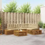 Set de canapele de exterior cu pernă 5 Bucată Natural și Bej GartenMobel Dekor