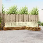 Set de canapele de exterior cu pernă 6 Bucată Natural și Crem GartenMobel Dekor