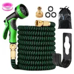 Furtun gradina extensibil 20-60 metri, cu pistol , material durabil TPE cu strat textil, accesorii incluse, verde