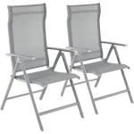 SONGMICS Set 2 scaune gradina pliabile cu spatar reglabil 8 pozitii, 150 kg, 56x70x106 cm, gri
