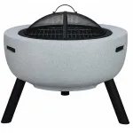 Semineu de exterior pentru terasa sau gradina din placa de magneziu, cu grill pentru gratar, 60x60x52 cm