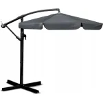 Umbrela de gradina cu brat lateral, inclinabila, 3 m, gri, cu husa
