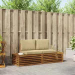 Set de canapele de exterior cu pernă 2 Bucată Natural și Bej GartenMobel Dekor