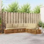 Set de canapele de exterior cu pernă 6 Bucată Natural și Bej GartenMobel Dekor