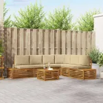 Set de canapele de exterior cu pernă 7 Bucată Natural și Bej GartenMobel Dekor