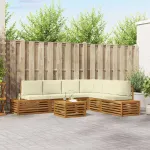 Set de canapele de exterior cu pernă 7 Bucată Natural și Crem GartenMobel Dekor