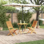 Set Bistro Pliabil 3 pcs Maro Lemn Solid de Acacia GartenMobel Dekor