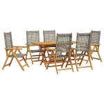 Set de masă pentru grădină 7 pcs Gri Lemn Solid de Acacia GartenMobel Dekor