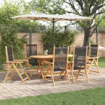 Set de masă pentru grădină 7 pcs Negru Lemn Solid de Acacia GartenMobel Dekor