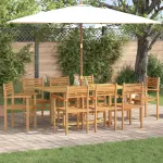 Set de masă pentru grădină 9 pcs Maro Lemn solid de tec GartenMobel Dekor