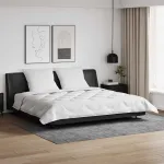 Set pilotă și 2 perne albe 240x200 cm, microfibră și pene de rață