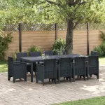 Set de masă pentru grădină 11 pcs Antracit Polipropilenă GartenMobel Dekor