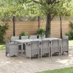 Set de masă pentru grădină 11 pcs Gri deschis Polipropilenă GartenMobel Dekor