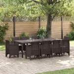 Set de masă pentru grădină 11 pcs Maro Polipropilenă GartenMobel Dekor