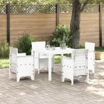 Set de masă pentru grădină 5 pcs Alb Polipropilenă GartenMobel Dekor