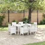 Set de masă pentru grădină 7 pcs Alb Ratan Polt GartenMobel Dekor