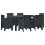 Set de masă pentru grădină 7 pcs Antracit Ratan Polt GartenMobel Dekor