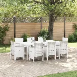 Set de masă pentru grădină 9 pcs Alb Polipropilenă GartenMobel Dekor