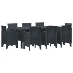 Set de masă pentru grădină 9 pcs Antracit Polipropilenă GartenMobel Dekor