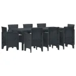 Set de masă pentru grădină 9 pcs Antracit Polipropilenă GartenMobel Dekor