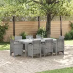 Set de masă pentru grădină 9 pcs Gri deschis Polipropilenă GartenMobel Dekor