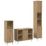 Set de mobilier pentru baie cu raft 3 pcs Stejar Artizanal GartenMobel Dekor
