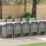 Set de masă de grădină cu perne cu pernă 17 pcs Gri deschis PP GartenMobel Dekor