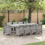 Set de masă pentru grădină 11 pcs Gri deschis Polipropilenă GartenMobel Dekor